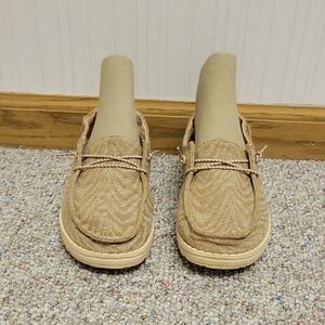 Hey Dude Beige & Tan Wendy Woven Zebra Casual Slip-Ons, Kids 3-4